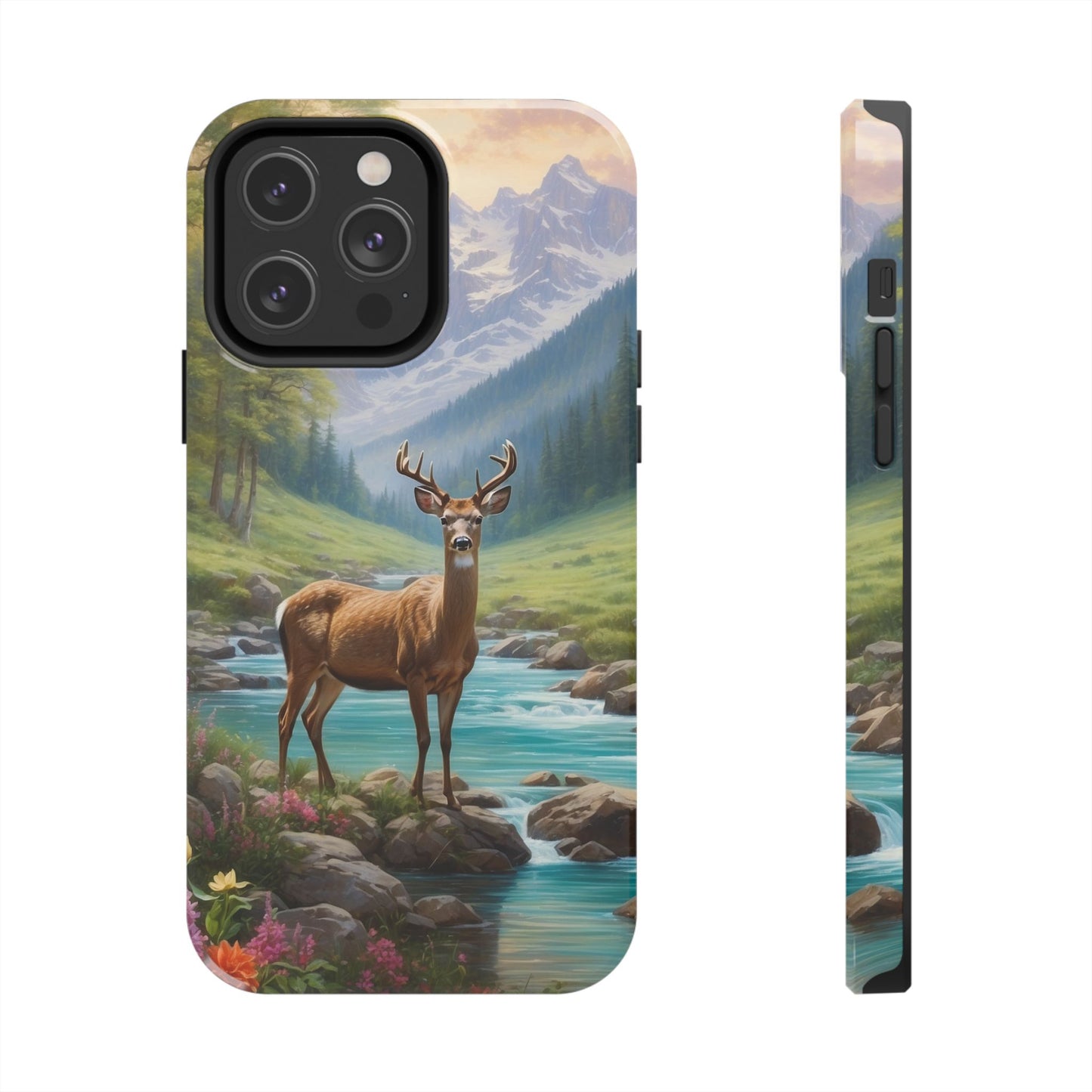 Alpine Serenity – Stag in Mountain Bliss iPhone Cases