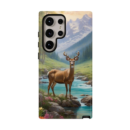 Alpine Serenity – Stag in Mountain Bliss Samsung Galaxy Phone Case