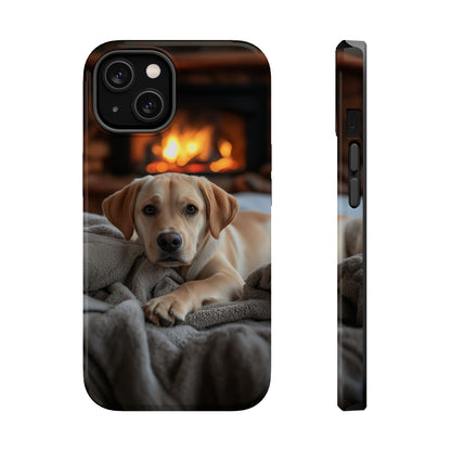 Cozy Golden Retriever by the Fireplace - MagSafe Case