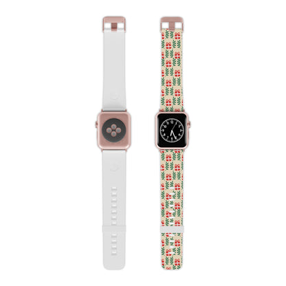  Holiday Cheer Red Gifts & Green Leaves  Apple Watch Band