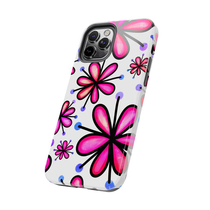 Pink Retro Bloom iPhone Case – Ultra-Slim Design, Glossy Finish