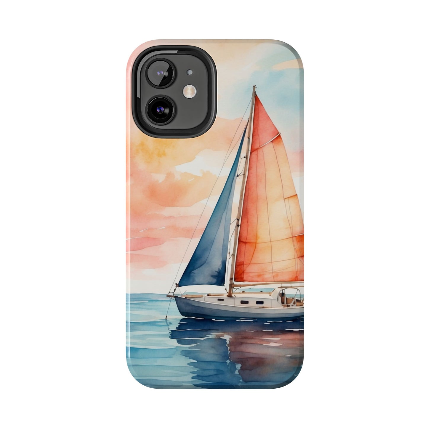 Sunset Sail iPhone Case – Watercolor Sailboat and Sky Design - BOGO Cases