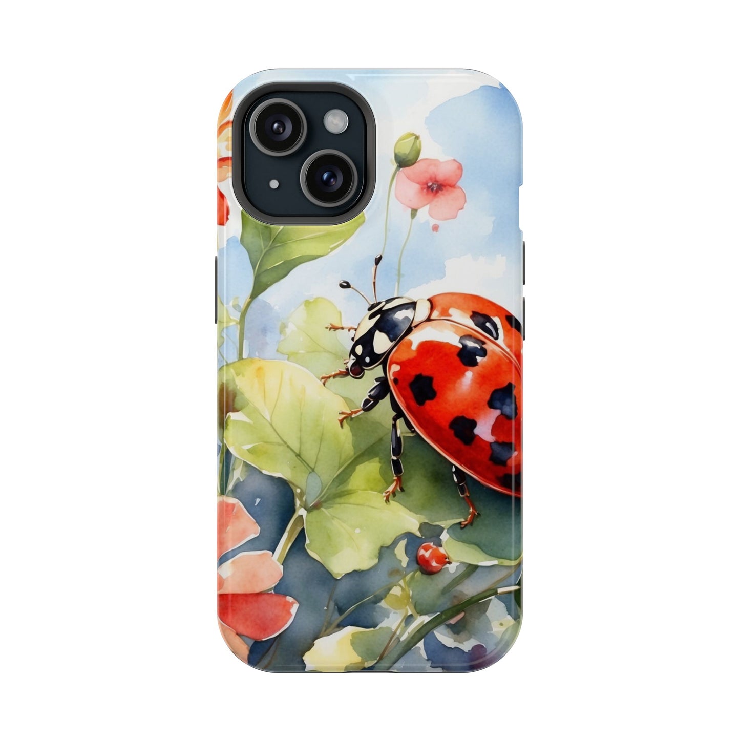 Watercolor Ladybug & Poppy Fields - MagSafe iPhone Case