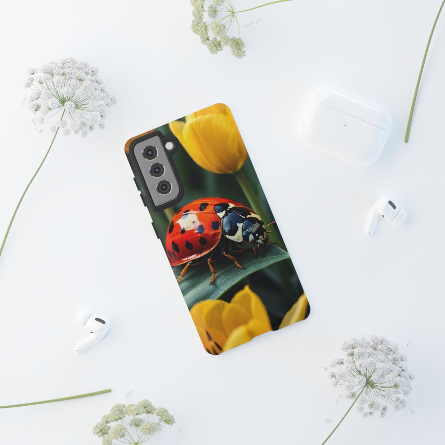 Samsung Galaxy Case: Vibrant Ladybug Amidst a Lush Yellow Flower Garden