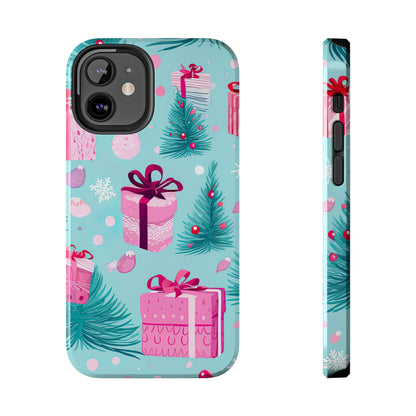 Festive Pink Christmas Gifts and Evergreen iPhone Case – Holiday Theme, Protective Cover