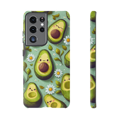 Cute Avocado Samsung Galaxy Case – Adorable Kawaii Avocados with Daisies, Shock - Resistant - BOGO Cases