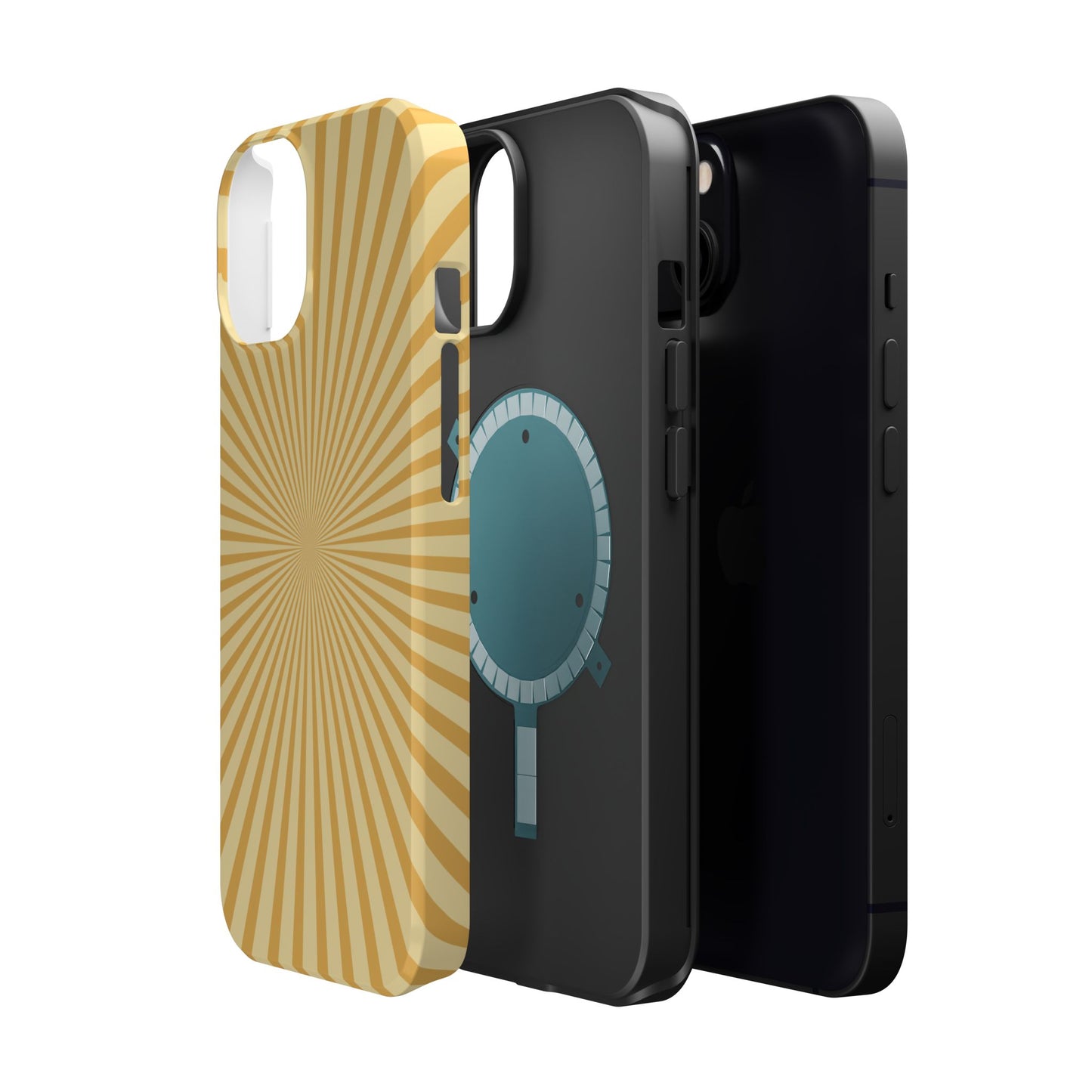 Golden Sunburst MagSafe  iPhone Case – Retro Radiant Design with Dual-Layer Protection