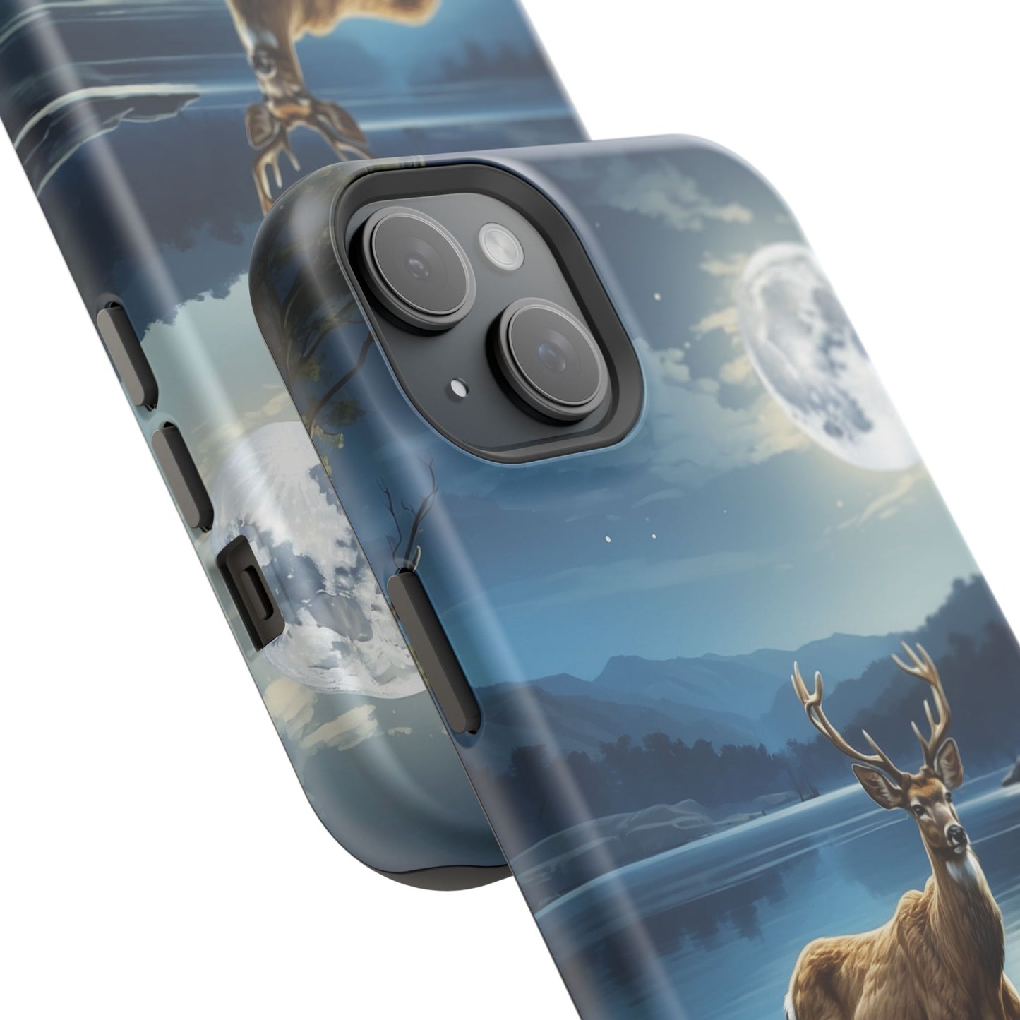 Moonlit Elegance: Stag by the Lake – MagSafe iPhone Case