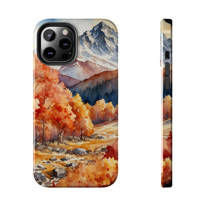 Watercolor Autumn Forest and Mountains - iPhone Case