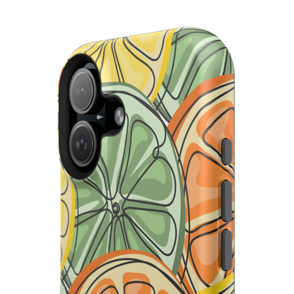 Citrus Zest Tough MagSafe iPhone Case – Bold Lime, Lemon, and Orange Design, Shockproof Protection