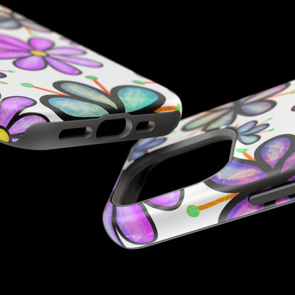 Whimsical Lavender Floral MagSafe iPhone Case – Ultra-Slim, High-Gloss Finish