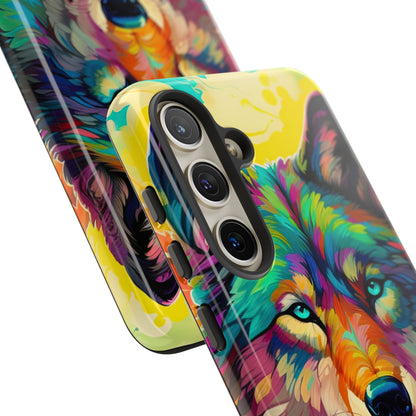 Rainbow Wolf in Bloom – Samsung Galaxy Case with Vivid Nature Design