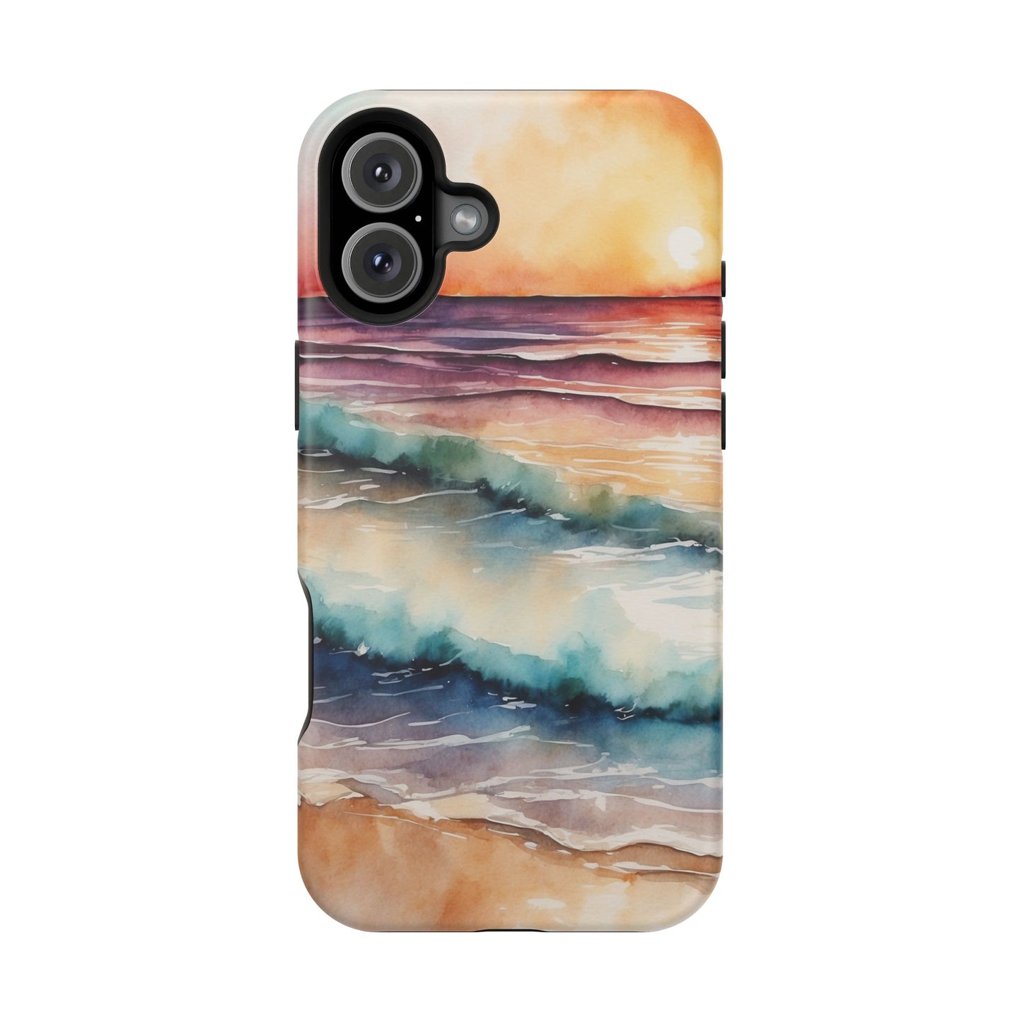 Sunset Waves MagSafe iPhone Case – Vibrant Watercolor Design