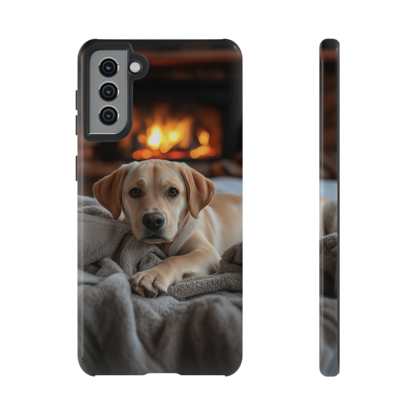 Cozy Golden Retriever by the Fireplace - Samsung Galaxy Case