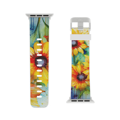 Watercolor Sunflower Splash Apple Watch Band