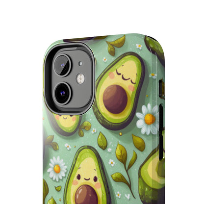 Cute Avocado iPhone Case – Adorable Kawaii Avocados with Daisies, Shock - Resistant - BOGO Cases