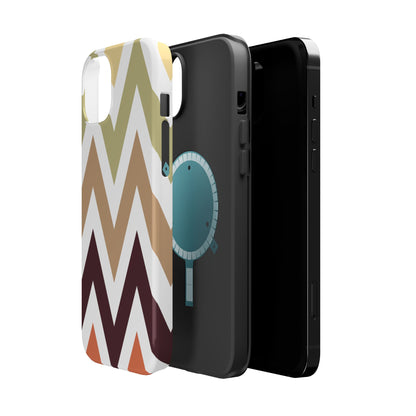 Earthy Chevron MagSafe iPhone Case – Boho-Inspired Design with Dual-Layer Protection