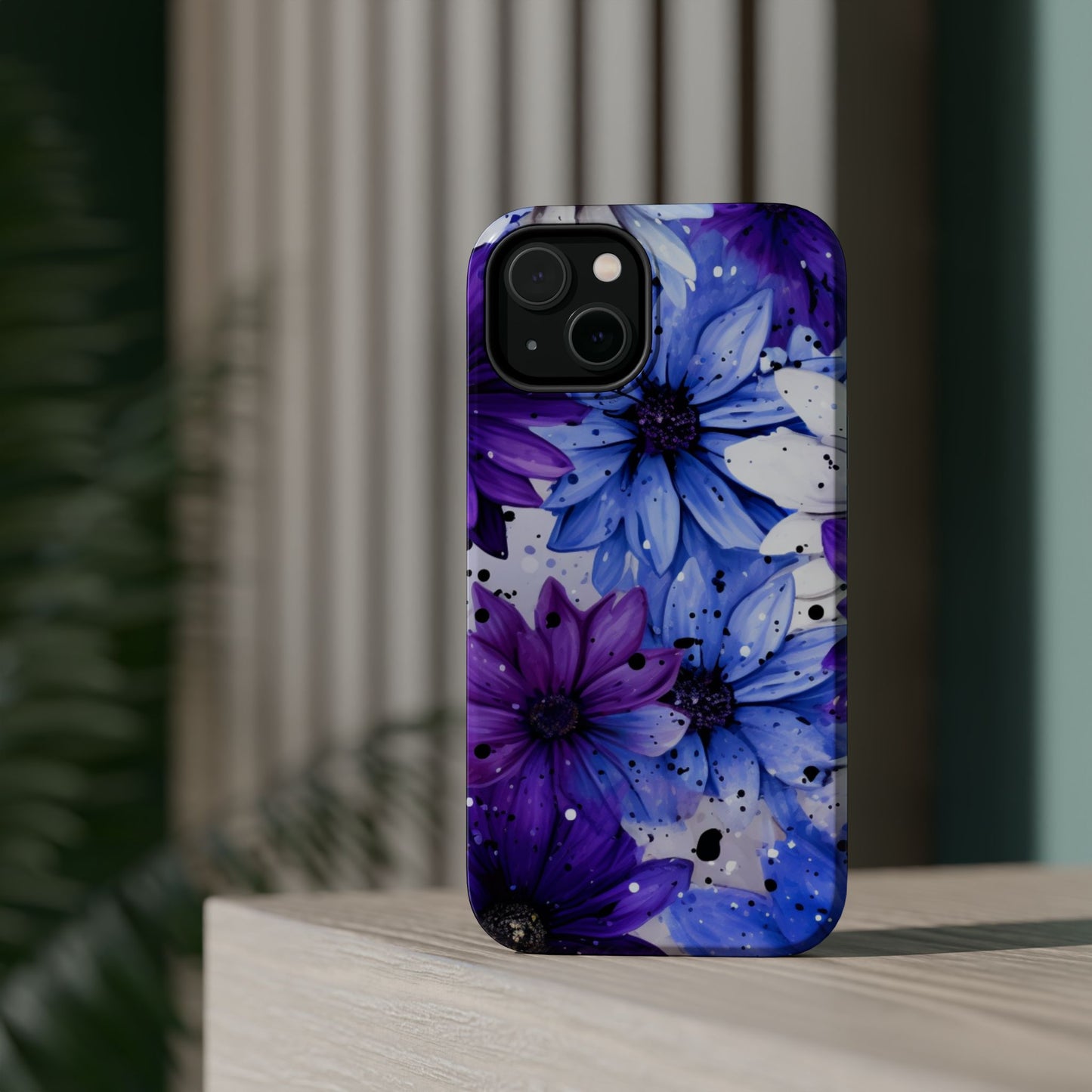 Vibrant Purple & Blue Floral Splash - MagSafe iPhone Series Case