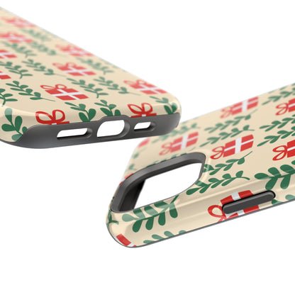 MagSafe iPhone Case: Holiday Cheer – Red Gifts & Green Leaves