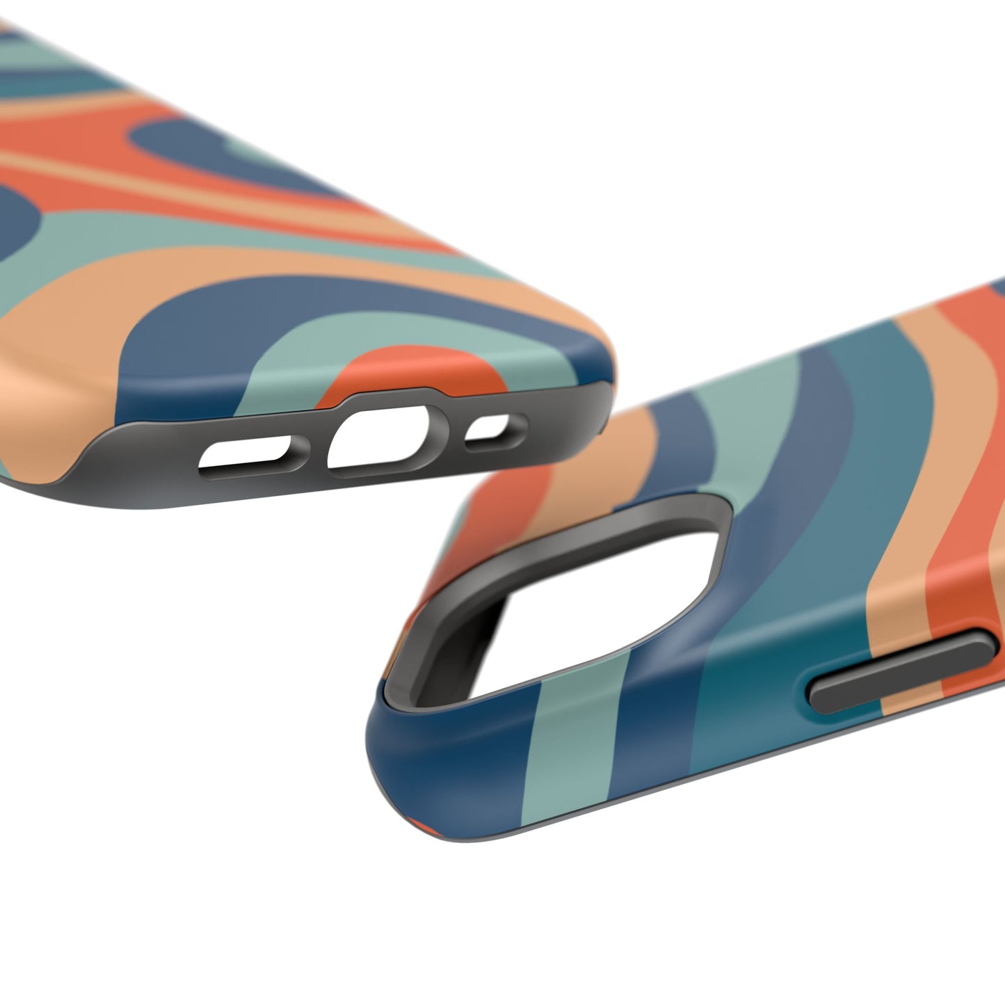 Retro Vibe Wavy Stripes MagSafe iPhone Case – 70s-Inspired in Teal, Orange, and Rust