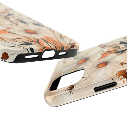 Pastel Orange Floral iPhone Case - Elegant Plaid Protective Cover