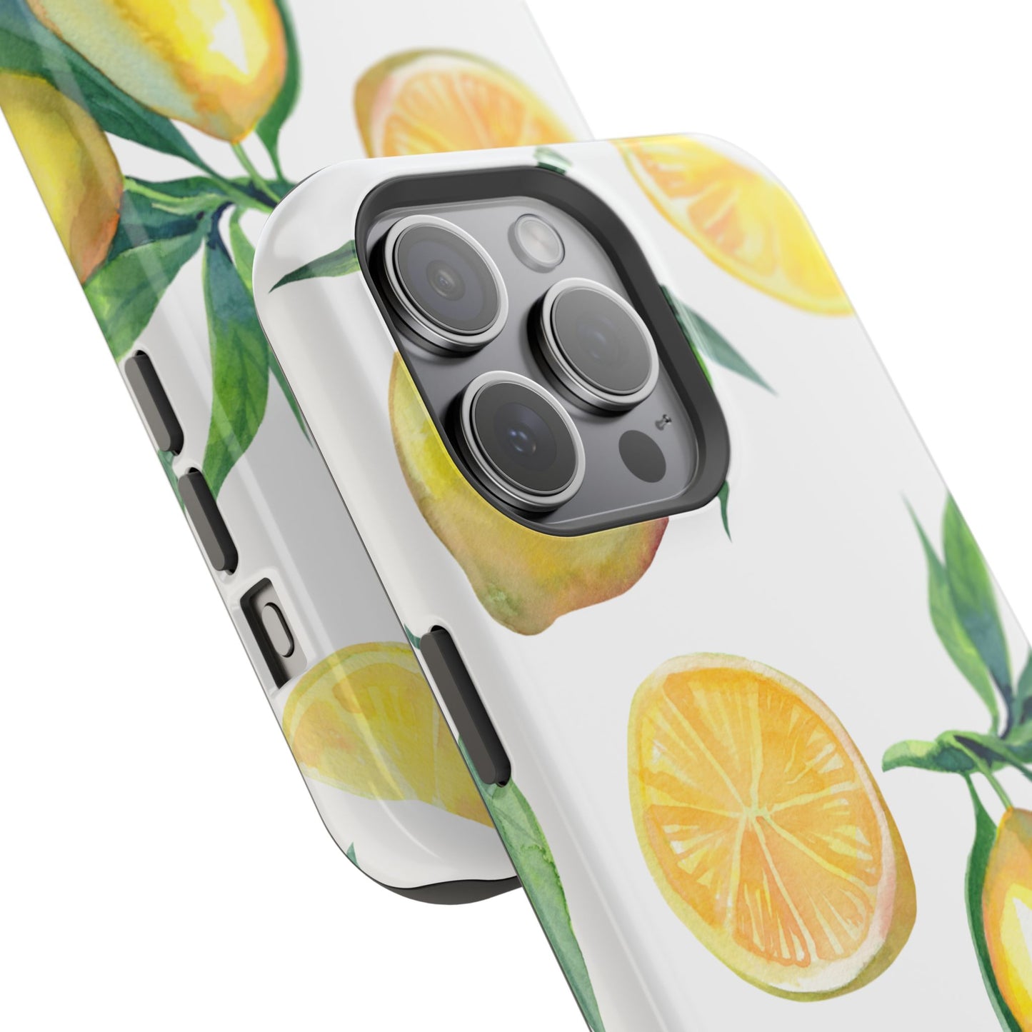 Lemon Grove Watercolor Tough MagSafe iPhone Case – Fresh Citrus Design, Dual-Layer Protection