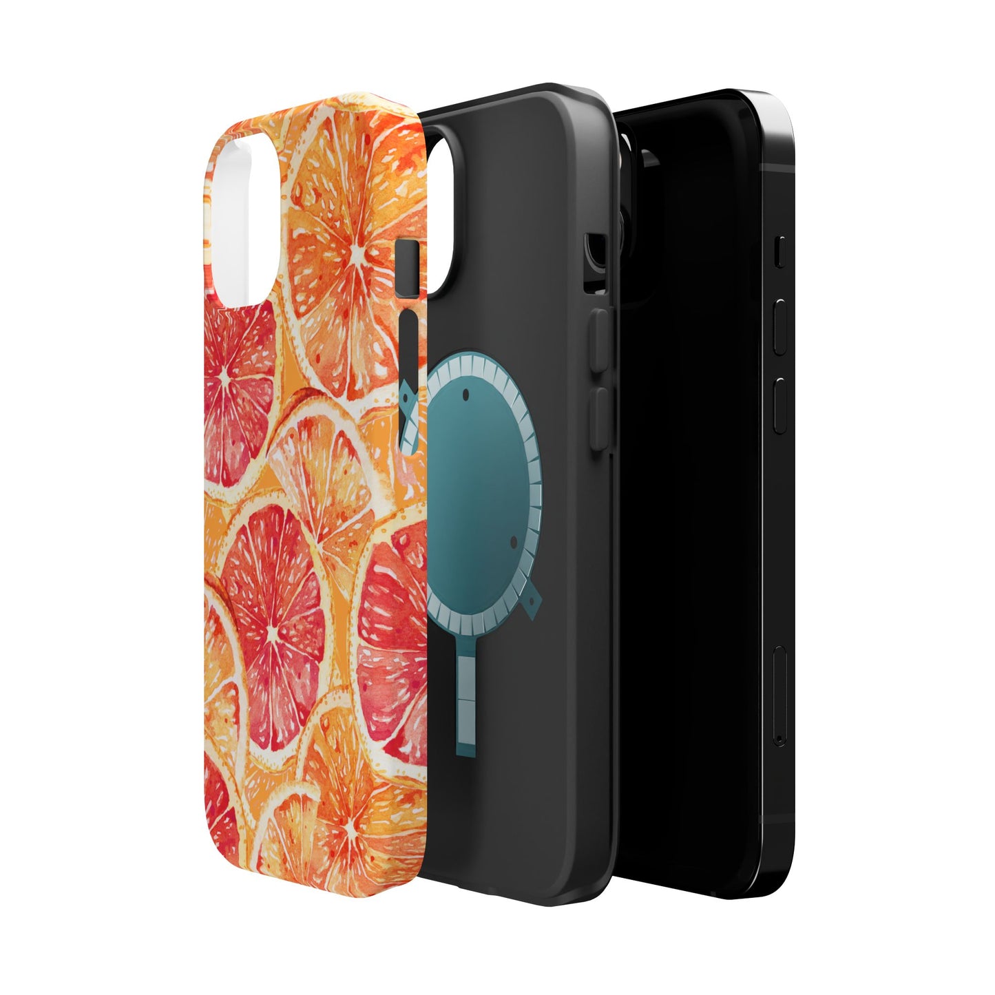 Watercolor Citrus Splash Tough MagSafe iPhone Case – Vibrant Fruit Print, Shock-Resistant Design