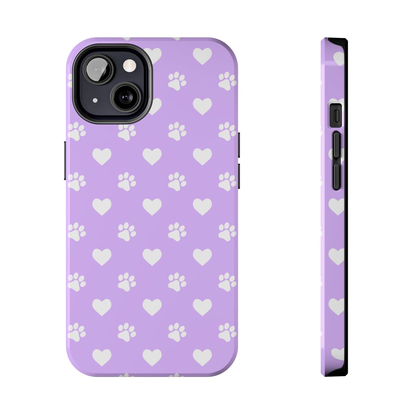 Lilac Paw Prints & Hearts – iPhone Case