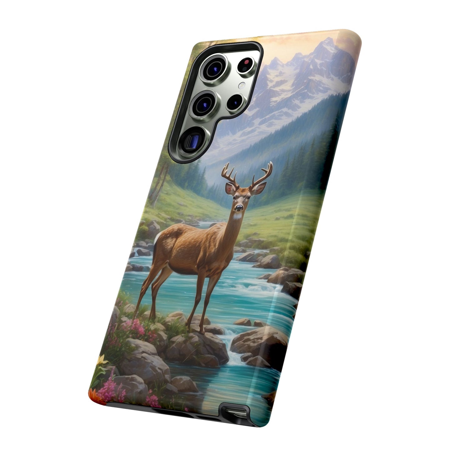 Alpine Serenity – Stag in Mountain Bliss Samsung Galaxy Phone Case