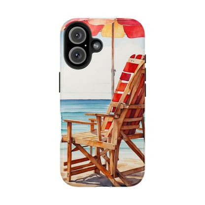 Beach Bliss iPhone Series Case – Relaxing Seaside Chair and Umbrella Design