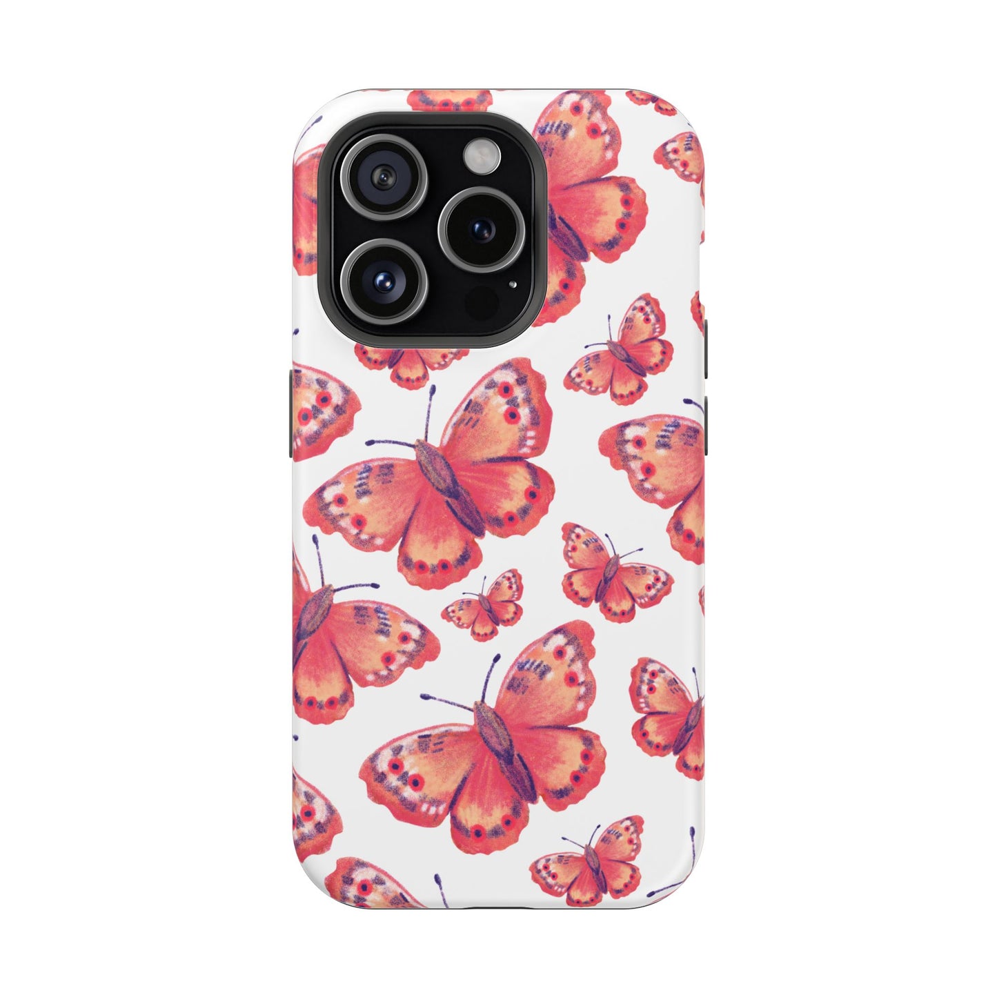 Coral Butterfly MagSafe iPhone Case – Slim, Protective Design with Bold Watercolor Print