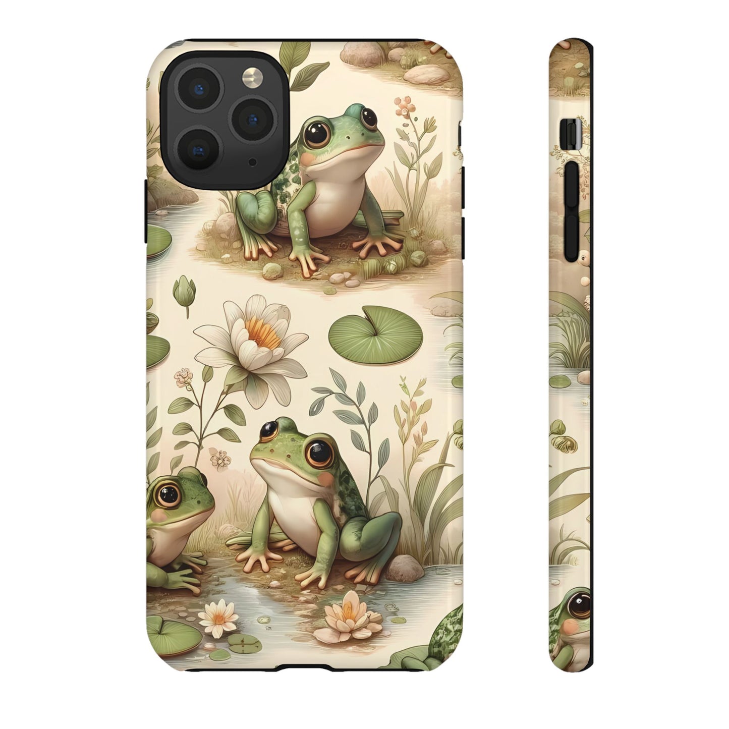 Cute Frogs Phone Case - Pond Pals Frolic - Charming Frog Lily Pad Phone Case for iPhone, Google & Samsung! Great Gift For Any Frog Lover!