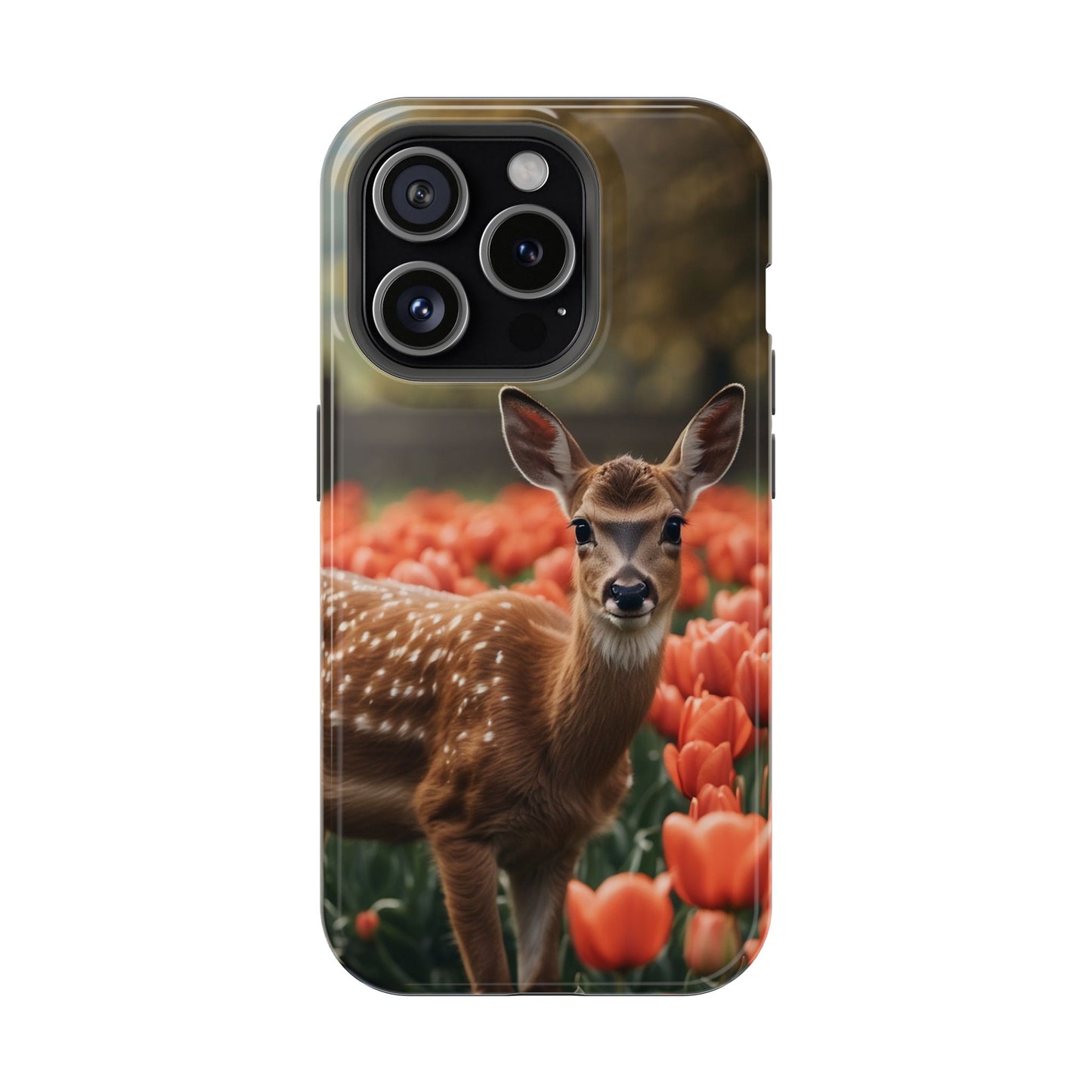 Fawn Among Tulips MagSafe iPhone Case