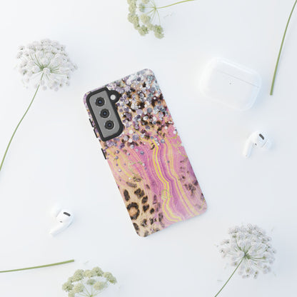 Crystal Glam Leopard - Samsung Galaxy Series Case with Glitter and Gem Accents