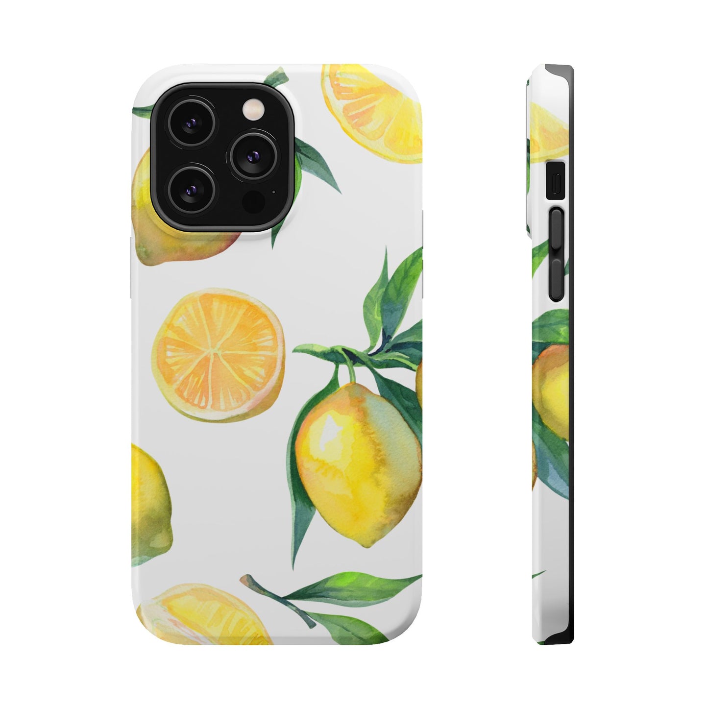 Lemon Grove Watercolor Tough MagSafe iPhone Case – Fresh Citrus Design, Dual-Layer Protection