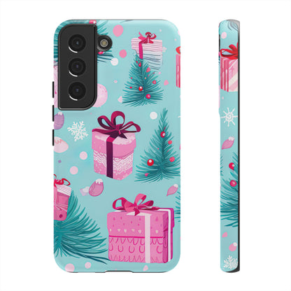 Festive Pink Christmas Gifts and Evergreen Samsung Galaxy Case – Holiday Theme, Protective Cover