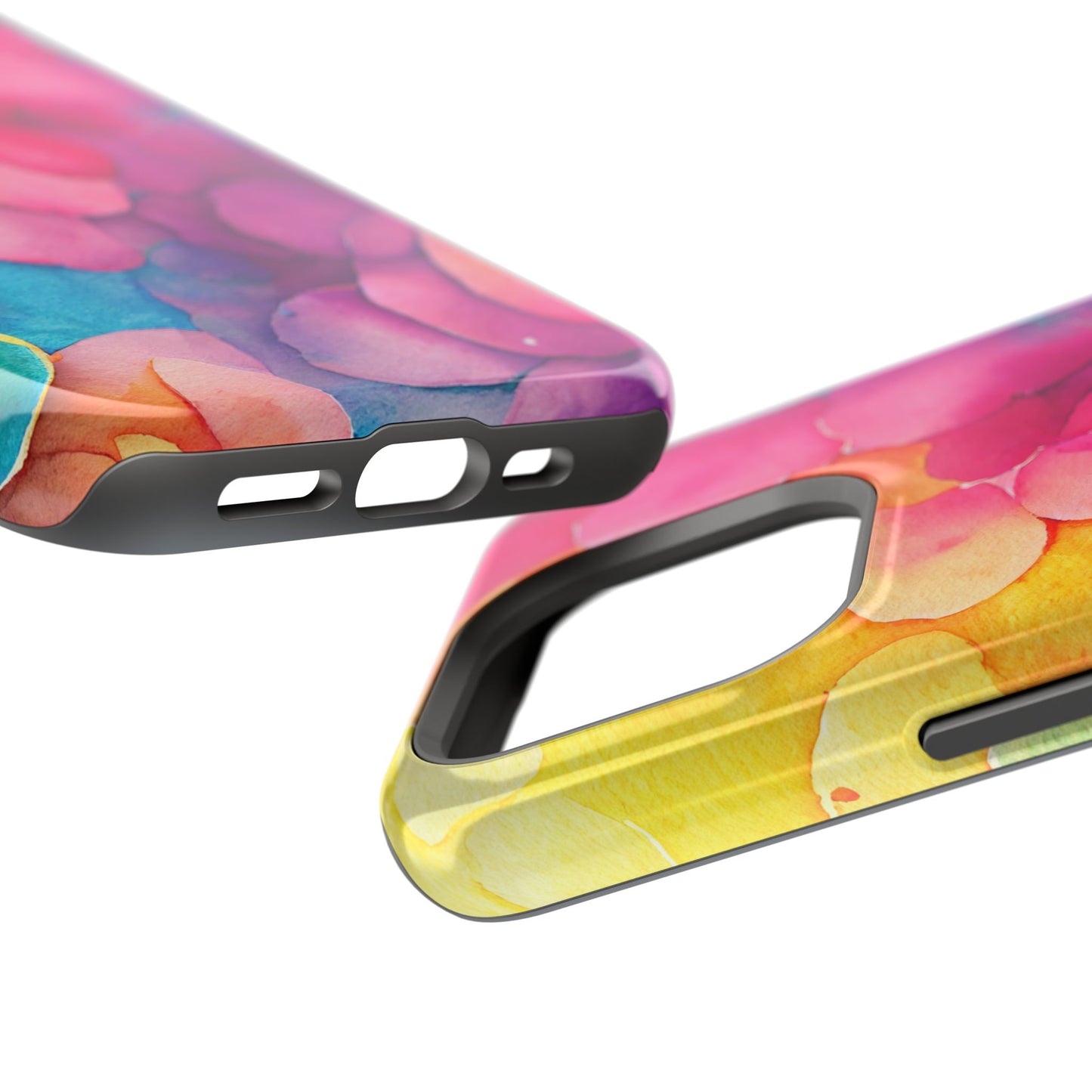 Sunset Petals Watercolor MagSafe iPhone Case – Slim Design, Glossy Finish