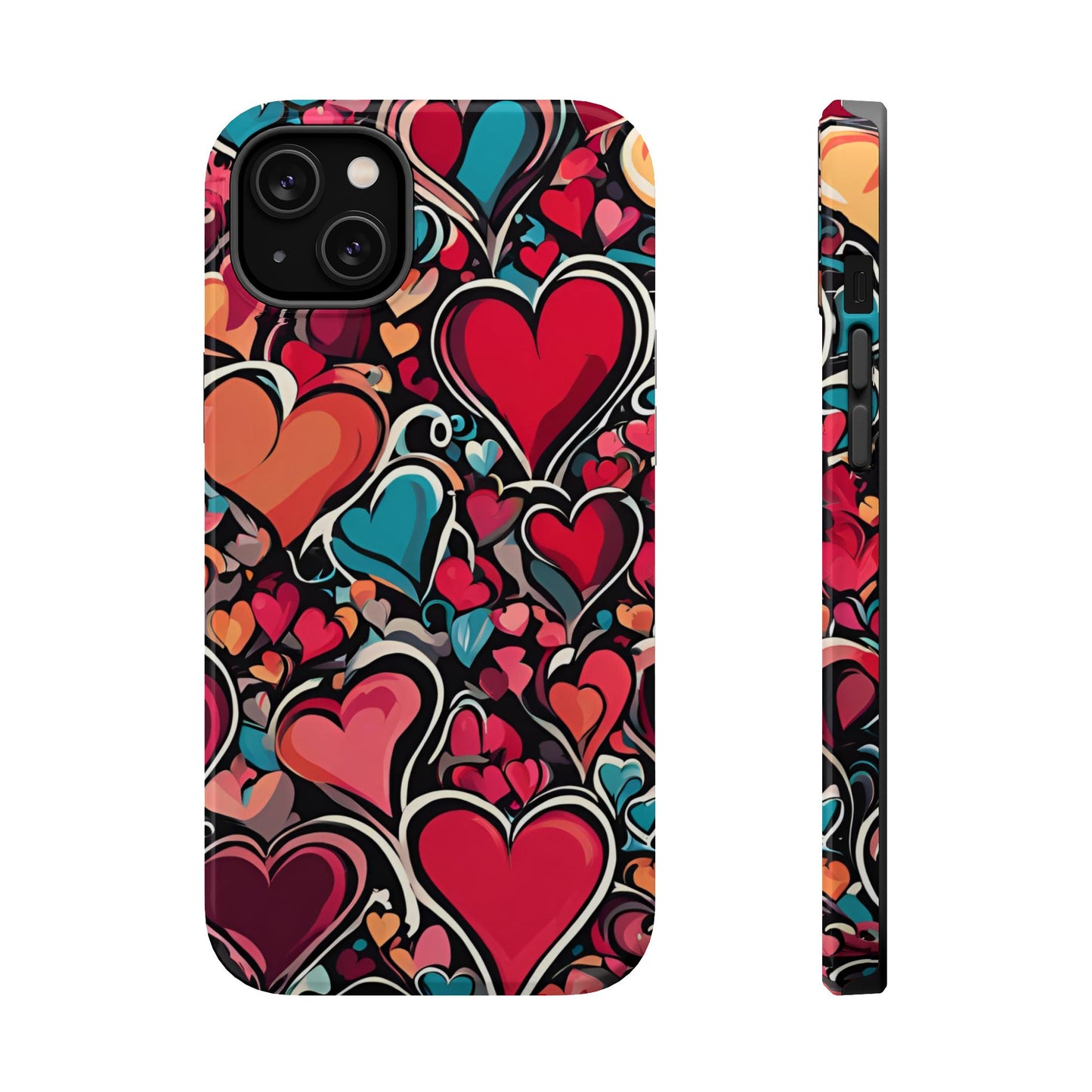 Vibrant Multicolor Heart Art – MagSafe-Compatible iPhone Case