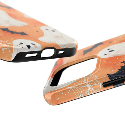 Spooky Cute Ghost iPhone Case – Halloween Ghosts, Pumpkins, Bats & Cobwebs Design