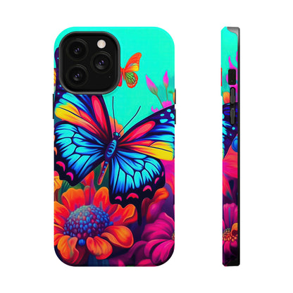 Vivid Butterfly & Floral Burst - MagSafe iPhone Case