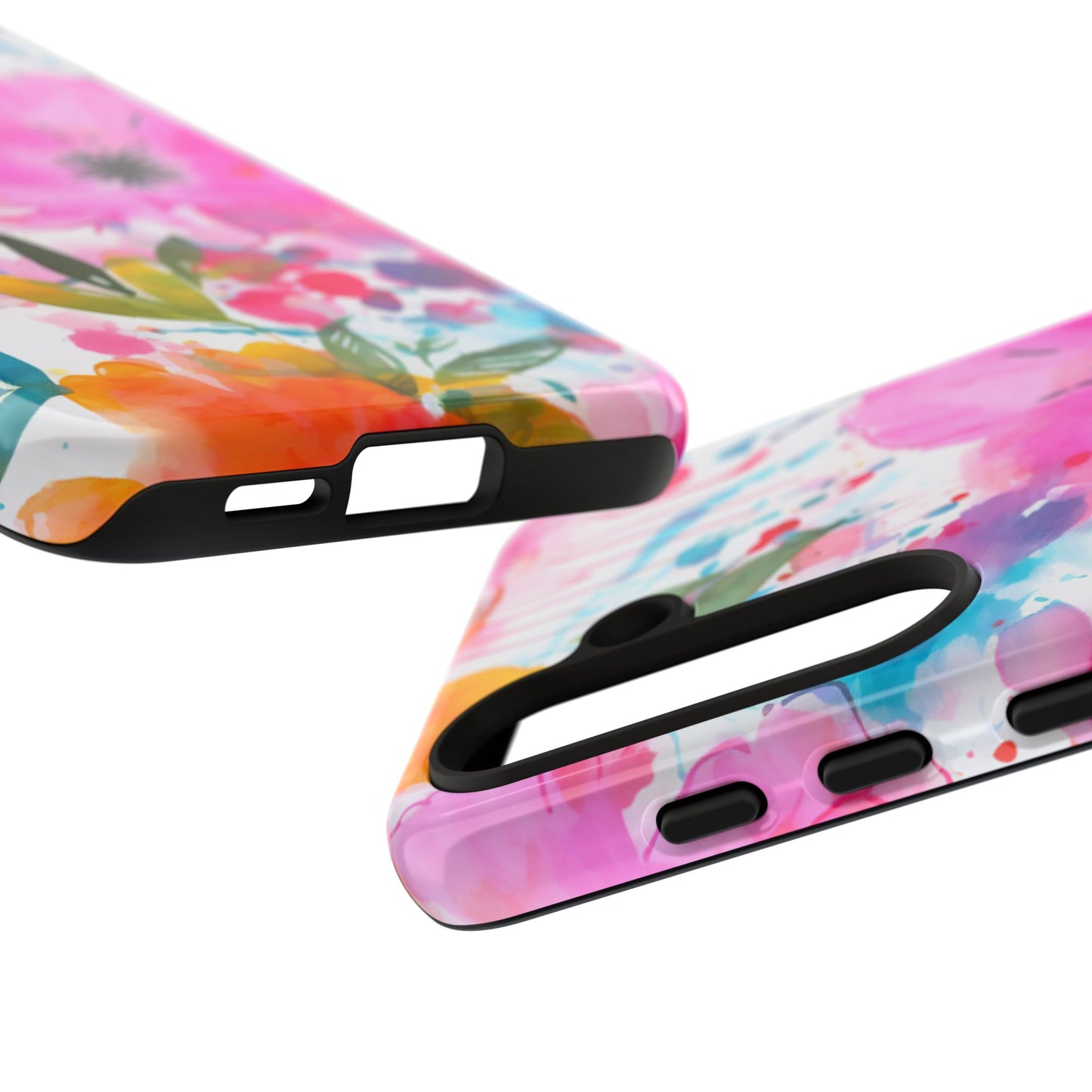 Color Splash Pink & Orange Watercolor Floral - Samsung Galaxy Case