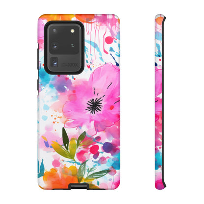 Color Splash Pink & Orange Watercolor Floral - Samsung Galaxy Case