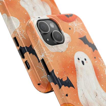 Spooky Cute Ghost iPhone Case – Halloween Ghosts, Pumpkins, Bats & Cobwebs Design