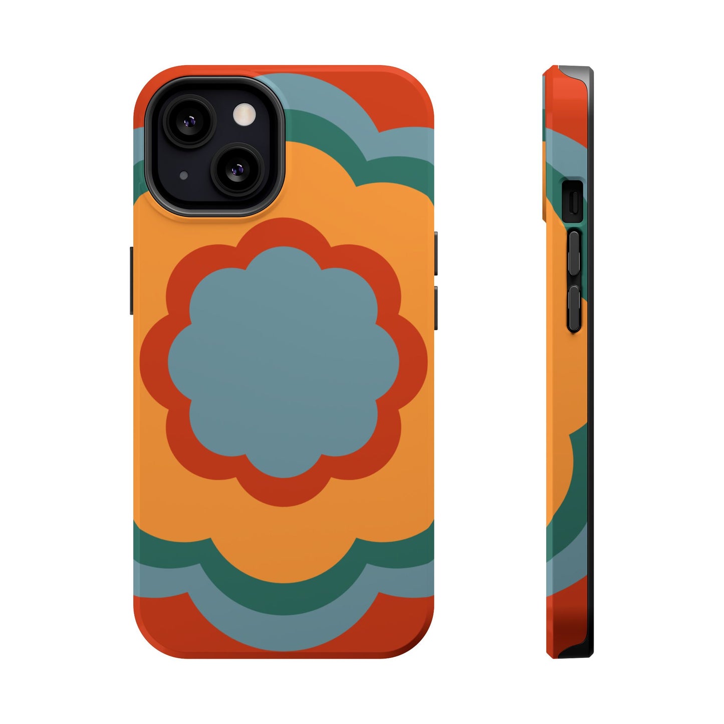 Retro Flower Power MagSafe iPhone Case – Bold 70s-Inspired Design with Dual-Layer Protection