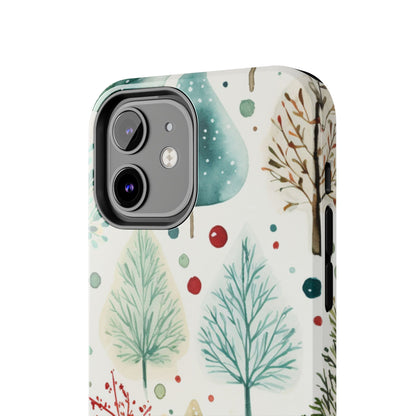 Watercolor Winter Trees iPhone Case – Nature-Inspired, Holiday Theme Protective Cover