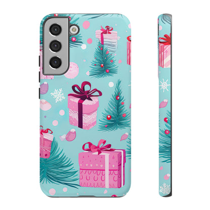 Festive Pink Christmas Gifts and Evergreen Samsung Galaxy Case – Holiday Theme, Protective Cover