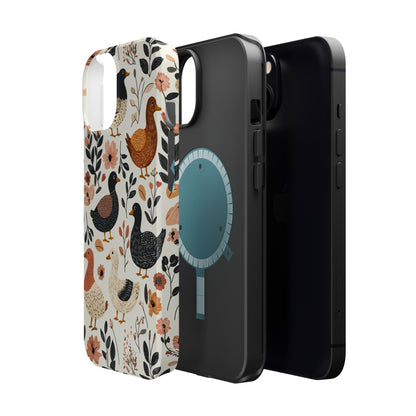 MagSafe iPhone Case: Vintage Duck – Floral & Leaf Design