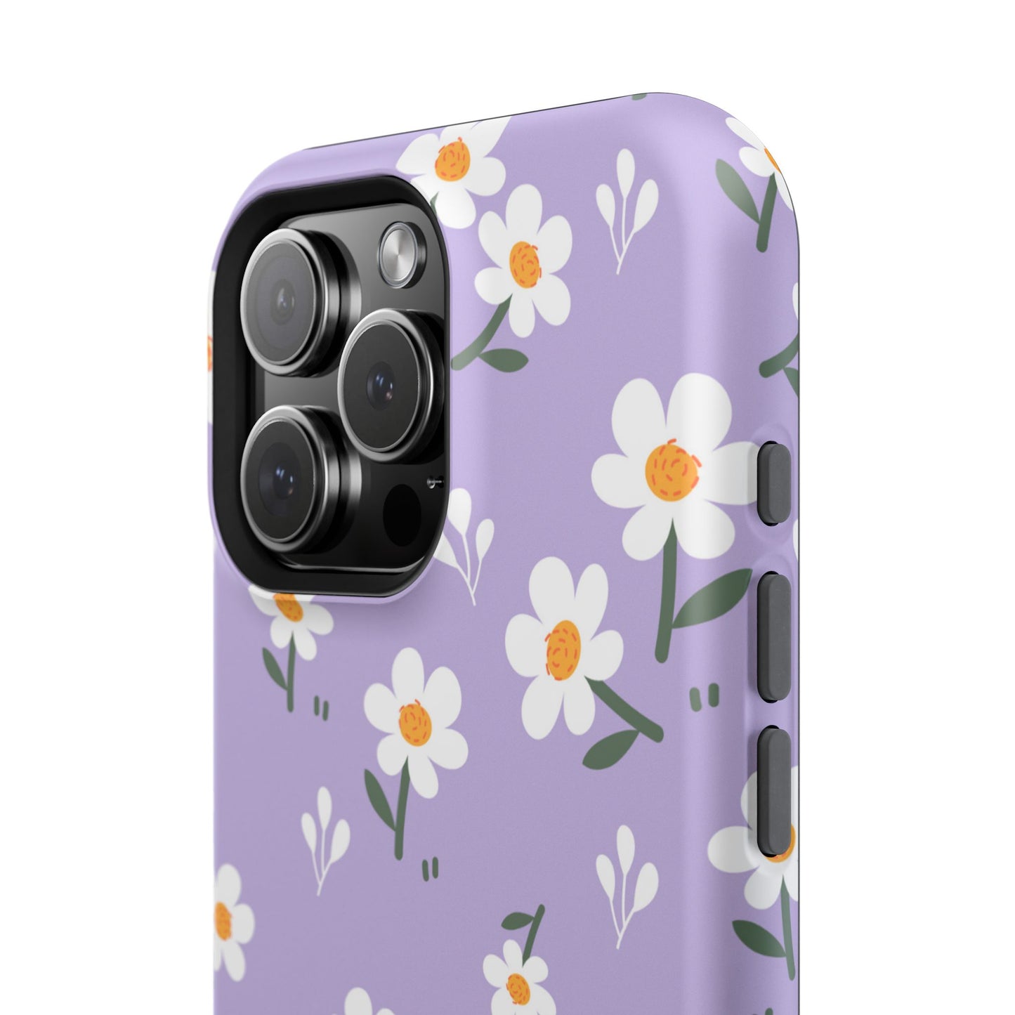 Purple Daisy Garden MagSafe  iPhone Case – Soft Lavender Background, Shockproof Protection with Slim Fit