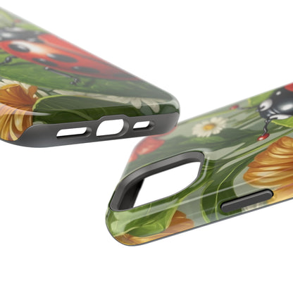 Ladybug Garden MagSafe iPhone Case – Whimsical Floral Design