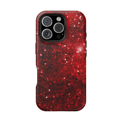 Crimson Glow Glitter MagSafe Case